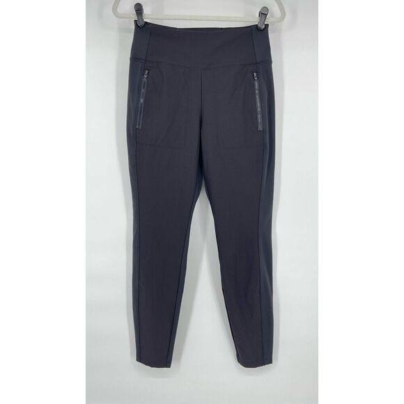 Athleta Headlands Hybrid Tight Zip Pockets Zip Back Ankle Black Size 10 353469 - Picture 2 of 11